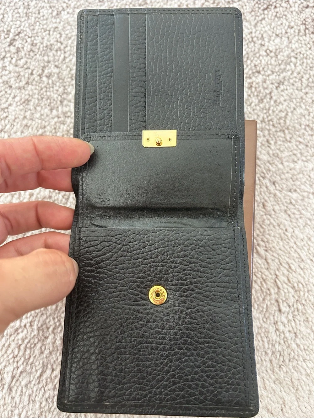 Burberry Black Textured Leather Men's Wallet with Signature Detail